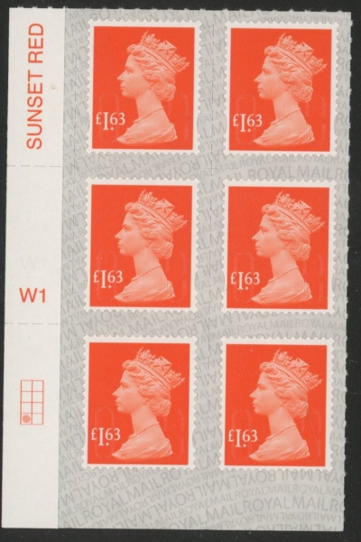 U2949a £1.63 orange M20L cyld. W1 grid position R4 C1 SBP s/L Walsall U/M (MNH) U2949a £1.63 orange M20L cyld. W1 grid position R4 C1 SBP s/L Walsall U/M (MNH)