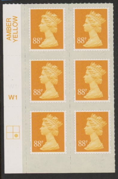 U2931 88p yellow 2B M13L cyld. W1 grid position R2 C2 Walsall U/M (MNH) U2931 88p yellow 2B M13L cyld. W1 grid position R2 C2 Walsall U/M (MNH)