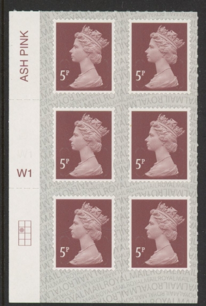 U2922 5p dull red brown M19L Cyl. W1 grid position R2 C1 SBP T2 L/s Walsall/ISP U/M (MNH) U2922 5p dull red brown M19L Cyl. W1 grid position R2 C1 SBP T2 L/s Walsall/ISP U/M (MNH)