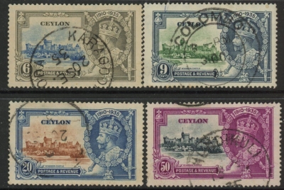 1935 Ceylon SG.379-82 KGV Silver Jubilee Set of 4 values Used 1935 Ceylon SG.379-82 KGV Silver Jubilee Set of 4 values Used