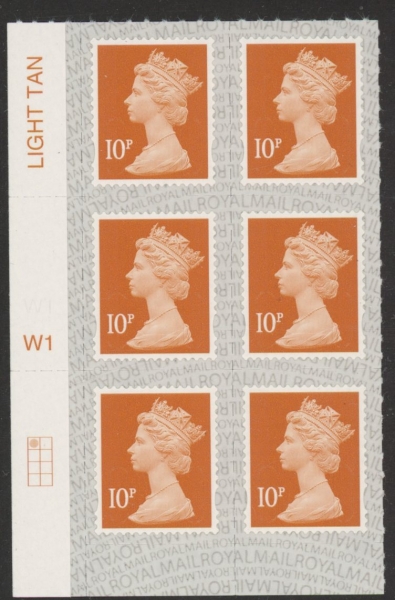 U2923 10p dull orange M19L Cyld W1 grid position R1 C1 SBP s/L Walsall U/M (MNH) U2923 10p dull orange M19L Cyld W1 grid position R1 C1 SBP s/L Walsall U/M (MNH)