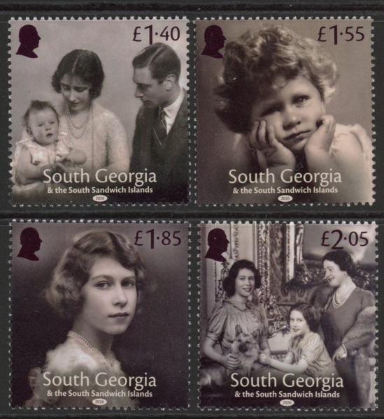 2026 South Georgia SG.TBA 100th Anniv. Birth of Queen Eliabeth II set 4 values U/M (MNH). 2026 South Georgia SG.TBA 100th Anniv. Birth of Queen Eliabeth II set 4 values U/M (MNH).