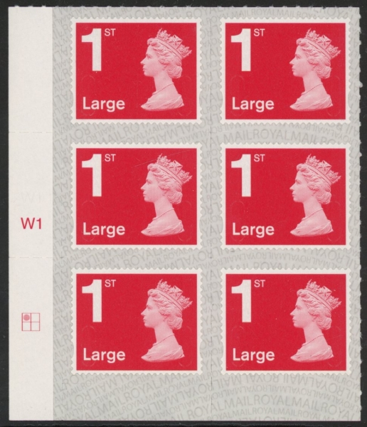 U3003 1st Large brt. scarlet. M20L cyld. W1 grid position R1 C1 SBP L/s Walsall.U/M (MNH) U3003 1st Large brt. scarlet. M20L cyld. W1 grid position R1 C1 SBP L/s Walsall.U/M (MNH)