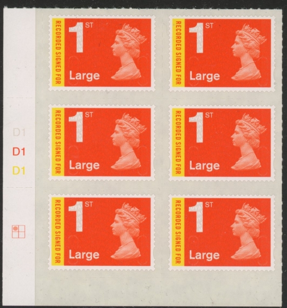 U3046 1st Large 'Recorded' Cyld D1 x 3 MAIL grid R1 C1 DLR U/M (MNH) U3046 1st Large 'Recorded' Cyld D1 x 3 MAIL grid R1 C1 DLR U/M (MNH)
