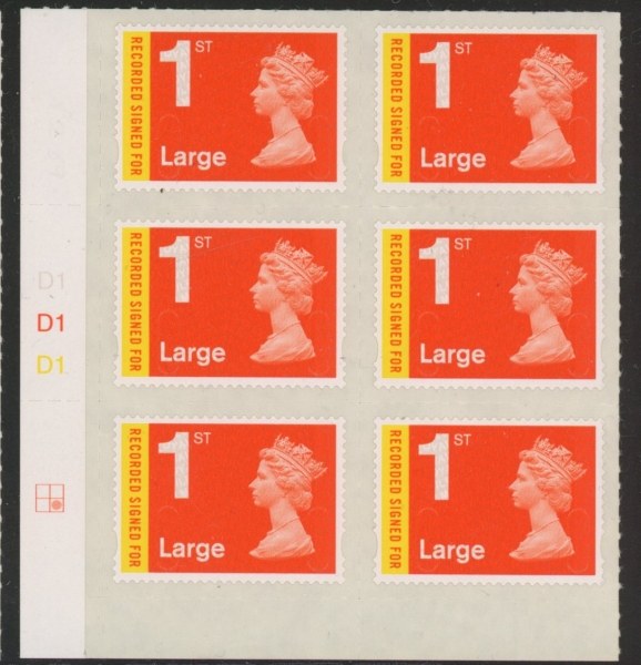 U3046 1st Large 'Recorded' Cyld D1 x 3 MAIL grid R2 C2 DLR U/M (MNH) U3046 1st Large 'Recorded' Cyld D1 x 3 MAIL grid R2 C2 DLR U/M (MNH)