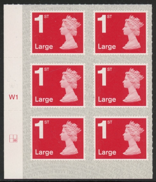 U3003 1st Large brt. scarlet. M18L cyld. W1 grid position R2 C2 SBP s/L Walsall U/M (MNH) U3003 1st Large brt. scarlet. M18L cyld. W1 grid position R2 C2 SBP s/L Walsall U/M (MNH)