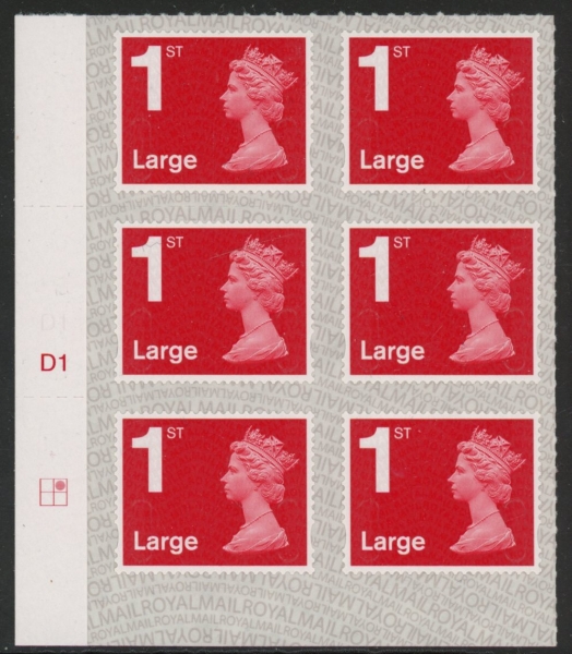 U3003 1st Large brt. scarlet. M17L cyld. W1 grid position R1 C2 SBP L/s Walsall U/M (MNH) U3003 1st Large brt. scarlet. M17L cyld. W1 grid position R1 C2 SBP L/s Walsall U/M (MNH)