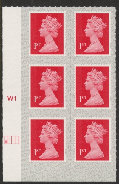 U2998 1st brt scarlet 2B M20L SBP s/L Cyld. W1 grid position R2 C1 Walsall U/M (MNH) U2998 1st brt scarlet 2B M20L SBP s/L Cyld. W1 grid position R2 C1 Walsall U/M (MNH)
