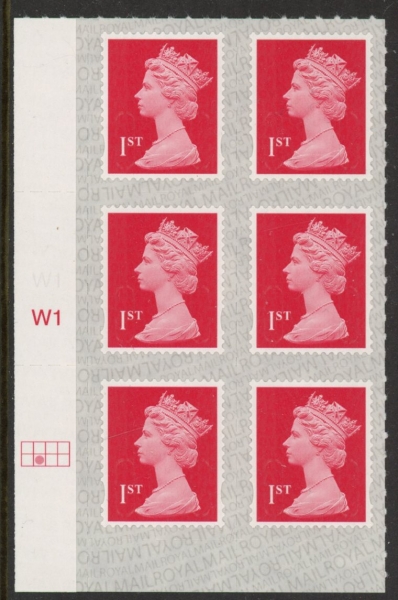 U2998 1st brt scarlet 2B M20L SBP s/L Cyld. W1 grid position R2 C2 Walsall U/M (MNH) U2998 1st brt scarlet 2B M20L SBP s/L Cyld. W1 grid position R2 C2 Walsall U/M (MNH)