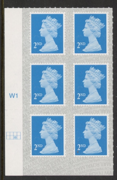 U2995 2nd blue CB M20L SBP s/L Cyld. W1 grid position R2 C3 Walsall U/M (MNH) U2995 2nd blue CB M20L SBP s/L Cyld. W1 grid position R2 C3 Walsall U/M (MNH)