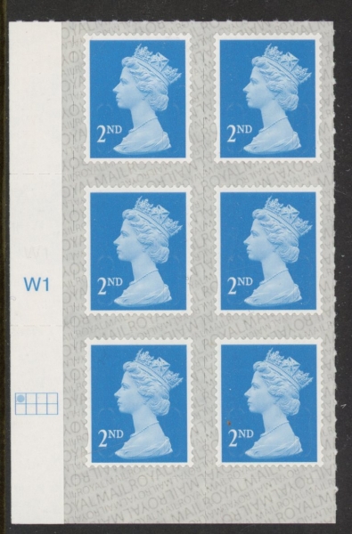 U2995 2nd blue CB M20L SBP s/L Cyld. W1 grid position R1 C1 Walsall U/M (MNH) U2995 2nd blue CB M20L SBP s/L Cyld. W1 grid position R1 C1 Walsall U/M (MNH)