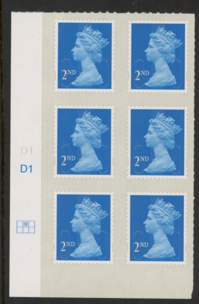 U2995 2nd blue CB M14L Cyld. D1 grid position R1 C2 DLR U/M (MNH) U2995 2nd blue CB M14L Cyld. D1 grid position R1 C2 DLR U/M (MNH)