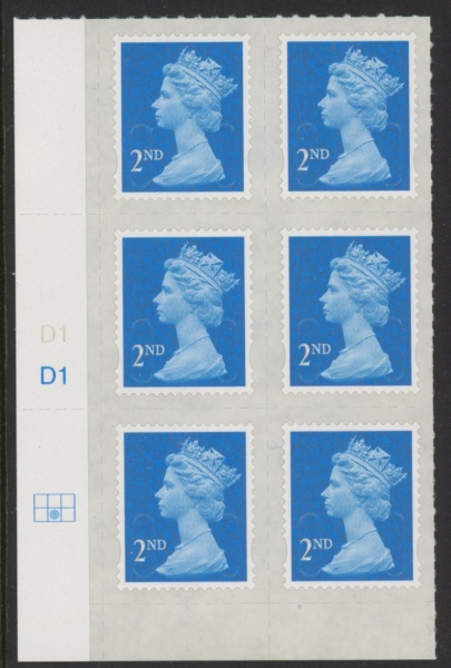 U2995 2nd blue CB M15L Cyld. D1 grid position R2 C2 DLR U/M (MNH) U2995 2nd blue CB M15L Cyld. D1 grid position R2 C2 DLR U/M (MNH)