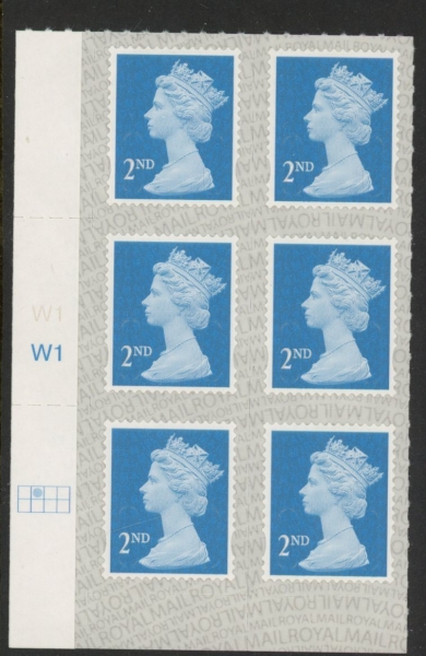U2995 2nd blue CB M18L Cyld. W1 SBP s/L grid position R1 C2 Walsall U/M (MNH) U2995 2nd blue CB M18L Cyld. W1 SBP s/L grid position R1 C2 Walsall U/M (MNH)