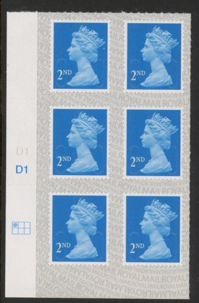 U2995 2nd blue CB M17L Cyld. D1 SBP L/s grid position R1 C1 DLR. U/M (MNH) U2995 2nd blue CB M17L Cyld. D1 SBP L/s grid position R1 C1 DLR. U/M (MNH)