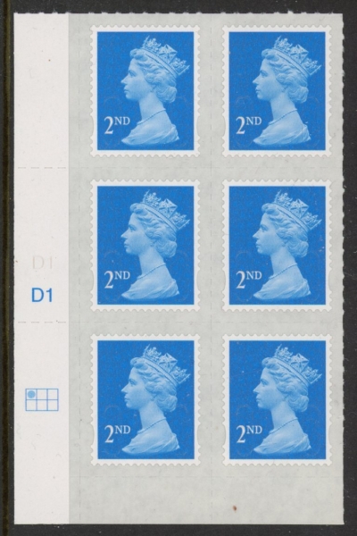 U2995 2nd blue CB M16L Cyld. D1 grid position R1 C1 DLR. U/M (MNH) U2995 2nd blue CB M16L Cyld. D1 grid position R1 C1 DLR. U/M (MNH)
