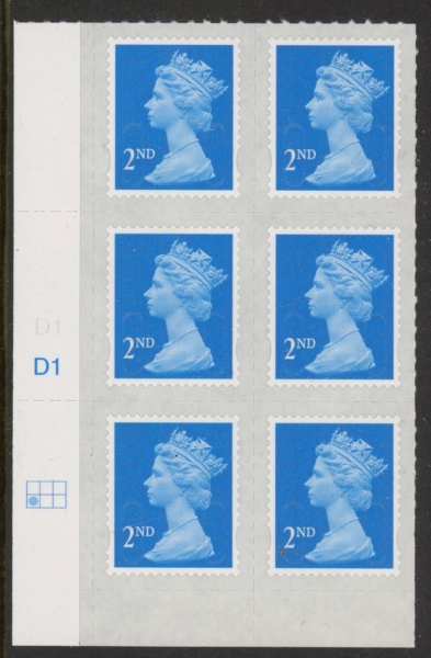 U2995 2nd blue CB M16L Cyld. D1 grid position R2 C1 DLR. U/M (MNH) U2995 2nd blue CB M16L Cyld. D1 grid position R2 C1 DLR. U/M (MNH)