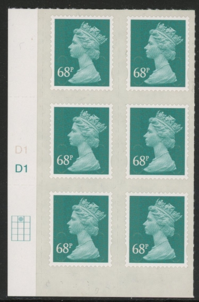 U2926 68p deep turquoise green M11L cyld. D1 grid position R1 C2 DLR U/M (MNH) U2926 68p deep turquoise green M11L cyld. D1 grid position R1 C2 DLR U/M (MNH)