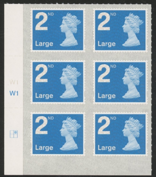 U3000 2nd Large. blue 2B M18L cyld. W1 grid position R1 C2 SBP s/L Walsall U/M (MNH) U3000 2nd Large. blue 2B M18L cyld. W1 grid position R1 C2 SBP s/L Walsall U/M (MNH)