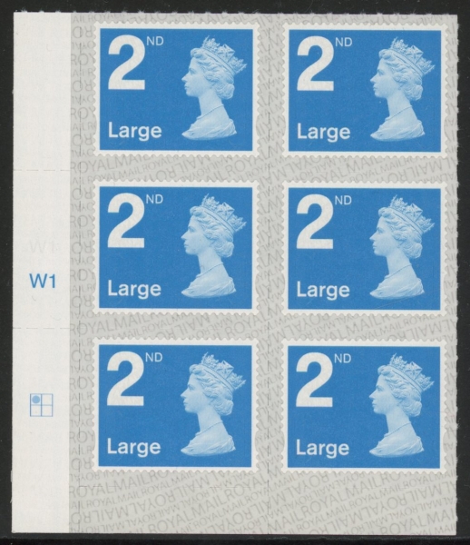U3000 2nd Large. blue 2B M19L cyld. W1 grid position R1 C1 SBP L/s Walsall U/M (MNH) U3000 2nd Large. blue 2B M19L cyld. W1 grid position R1 C1 SBP L/s Walsall U/M (MNH)