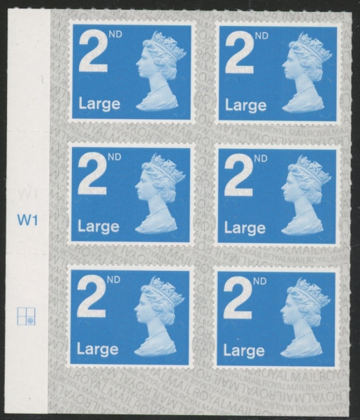 U3000 2nd Large. blue 2B M20L cyld. W1 grid position R2 C2 SBP L/s Walsall U/M (MNH) U3000 2nd Large. blue 2B M20L cyld. W1 grid position R2 C2 SBP L/s Walsall U/M (MNH)