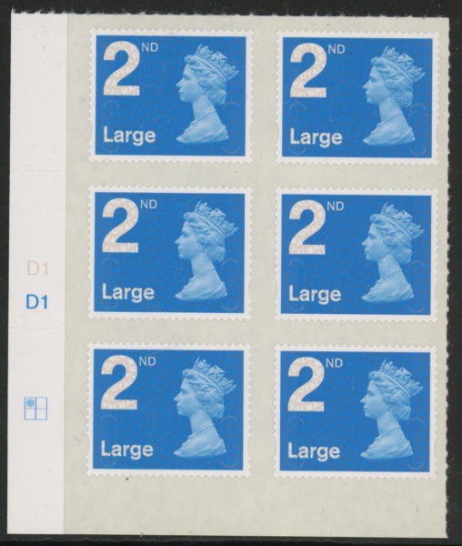 U2977 2nd Large. blue 2B MAIL cyld. D1 grid position R1 C1 DLR U/M (MNH) U2977 2nd Large. blue 2B MAIL cyld. D1 grid position R1 C1 DLR U/M (MNH)
