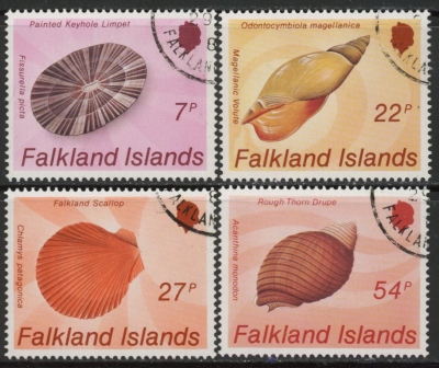 1986 Falkland Islands. SG.518-21 Seashells set 4 values. used (CTO) 1986 Falkland Islands. SG.518-21 Seashells set 4 values. used (CTO)