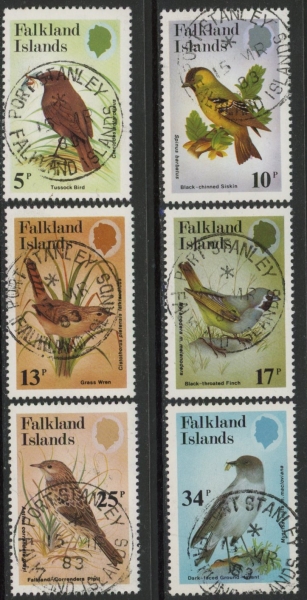1982 Falkland Islands SG.433-8 Birds of the Pesserine Family set 6 values. used (CTO) 1982 Falkland Islands SG.433-8 Birds of the Pesserine Family set 6 values. used (CTO)