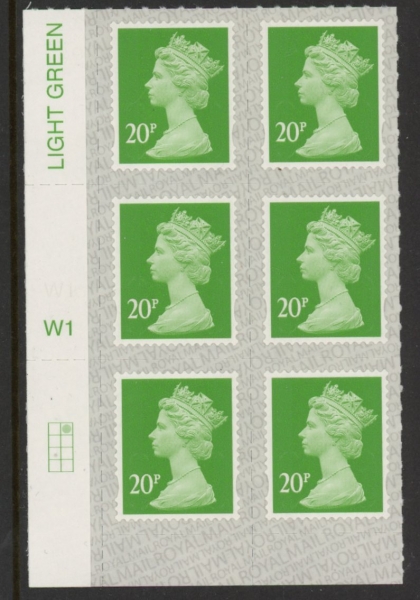 U2924 20p Green M19L Cyld. W1 grid position R1 C2 SBP s/L Walsall. U/M (MNH) U2924 20p Green M19L Cyld. W1 grid position R1 C2 SBP s/L Walsall. U/M (MNH)
