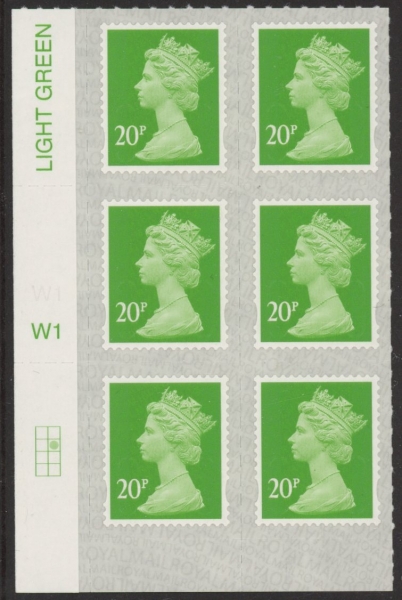 U2924 20p Green M18L Cyld. W1 grid position R2 C2 SBP L/s Walsall. U/M (MNH) U2924 20p Green M18L Cyld. W1 grid position R2 C2 SBP L/s Walsall. U/M (MNH)