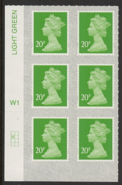 U2924 20p Green M18L Cyld. W1 grid position R2 C1 SBP L/s Walsall. U/M (MNH) U2924 20p Green M18L Cyld. W1 grid position R2 C1 SBP L/s Walsall. U/M (MNH)