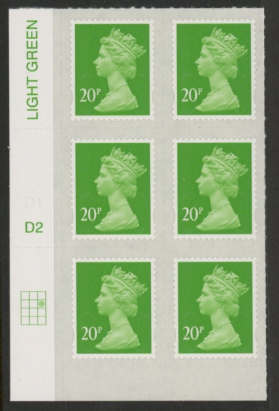 U2924 20p Green M16L Cyld. D2 grid position R2 C3 DLR U/M (MNH) U2924 20p Green M16L Cyld. D2 grid position R2 C3 DLR U/M (MNH)