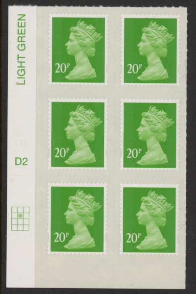 U2924 20p Green MA13 Cyld. D2 grid position R2 C2 DLR U/M (MNH) U2924 20p Green MA13 Cyld. D2 grid position R2 C2 DLR U/M (MNH)