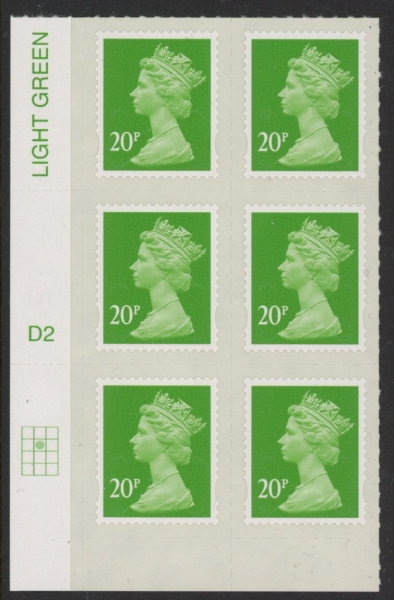U2924 20p Green M12L Cyld. D2 grid position R2 C2 DLR U/M (MNH) U2924 20p Green M12L Cyld. D2 grid position R2 C2 DLR U/M (MNH)