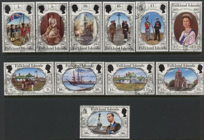 1982 Falkland Islands SG.439-49 150th Anniversary of British Administration. set 11 values. used (CTO) 1982 Falkland Islands SG.439-49 150th Anniversary of British Administration. set 11 values. used (CTO)