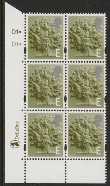 EN8 'E' Oak Tree 2B cyld. D1 D1 dot Phos D1 DLR U/M (MNH) EN8 'E' Oak Tree 2B cyld. D1 D1 dot Phos D1 DLR U/M (MNH)