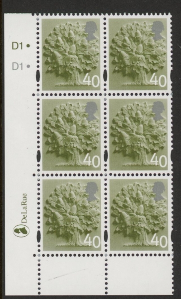 EN9 40p Oak Tree 2B cyld. D1 D1 dot Phos D1 DLR U/M (MNH) EN9 40p Oak Tree 2B cyld. D1 D1 dot Phos D1 DLR U/M (MNH)