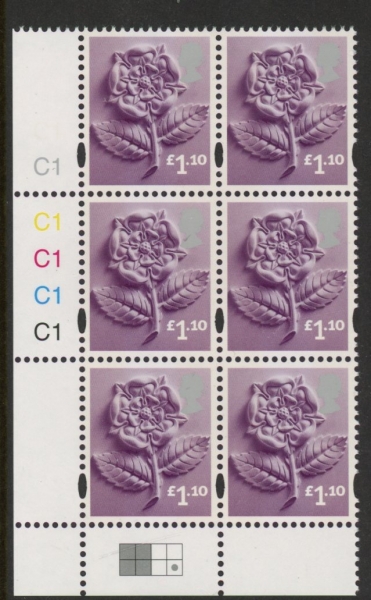 EN41 £1.10 Tudor Rose 2B cyld. C1x5 Phos C1 Grid R2 C4 Cartor. U/M (MNH) EN41 £1.10 Tudor Rose 2B cyld. C1x5 Phos C1 Grid R2 C4 Cartor. U/M (MNH)