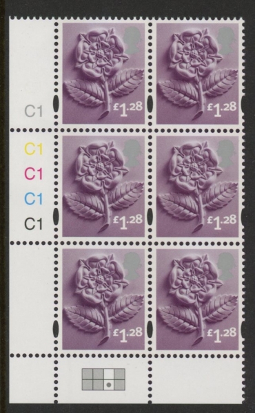 EN43 £1.28 Tudor Rose 2B cyld. C1x5 Phos C1 Grid R2 C3 Cartor. U/M (MNH) EN43 £1.28 Tudor Rose 2B cyld. C1x5 Phos C1 Grid R2 C3 Cartor. U/M (MNH)