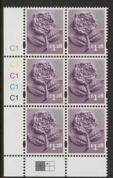 EN43 £1.28 Tudor Rose 2B cyld. C1x5 Phos C1 Grid R1 C3 Cartor. U/M (MNH) EN43 £1.28 Tudor Rose 2B cyld. C1x5 Phos C1 Grid R1 C3 Cartor. U/M (MNH)