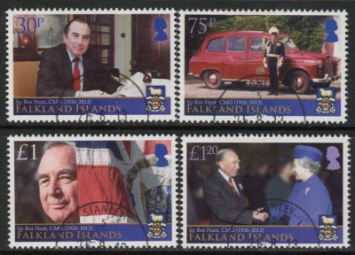 2013 Falkland Islands SG.1260-3 Sir Rex Hunt 4 values. fine used 2013 Falkland Islands SG.1260-3 Sir Rex Hunt 4 values. fine used