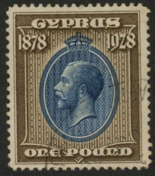 1928 Cyprus SG.132 £1 blue & bistre-brown. fine used 1928 Cyprus SG.132 £1 blue & bistre-brown. fine used
