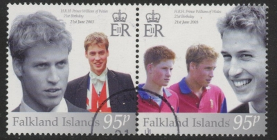 2003 Falkland Islands. SG.952-3 21st Birthday of Prince William of Wales.set 2 values. fine used. 2003 Falkland Islands. SG.952-3 21st Birthday of Prince William of Wales.set 2 values. fine used.