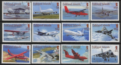 2008 Falklands Aircraft SG1096/107 set 12 values. fine used. 2008 Falklands Aircraft SG1096/107 set 12 values. fine used.