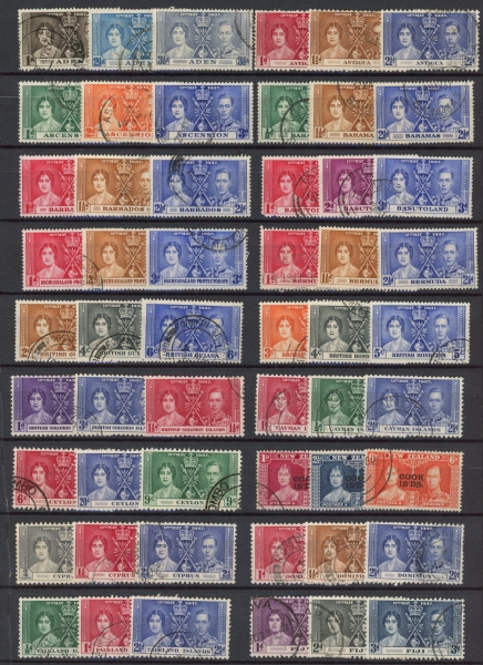 1937 KGVI Coronation - total 58 sets (no GB or Newfoundland long set). (4 scans).used. 1937 KGVI Coronation - total 58 sets (no GB or Newfoundland long set). (4 scans).used.