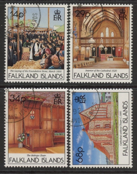 1992 Falkland Islands. SG.652-5 Centenary of Christ Church Cathedral Stanley. set 4 values. fine used.(CTO) 1992 Falkland Islands. SG.652-5 Centenary of Christ Church Cathedral Stanley. set 4 values. fine used.(CTO)