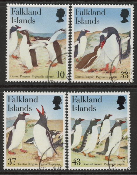 2001 Falkland Islands. SG.913-6 Gentoo Penguins. set 4 values. fine used. 2001 Falkland Islands. SG.913-6 Gentoo Penguins. set 4 values. fine used.