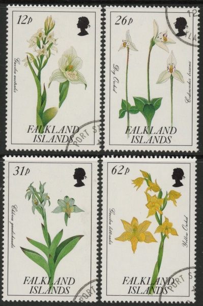 1991 Falkland Islands. SG.629-32 Orchids. set 4 values. Used (CTO) 1991 Falkland Islands. SG.629-32 Orchids. set 4 values. Used (CTO)