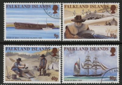 1999 Falkland Islands. SG.854-7 150th Anniversary of California Goldrush. set 4 values. fine used. 1999 Falkland Islands. SG.854-7 150th Anniversary of California Goldrush. set 4 values. fine used.