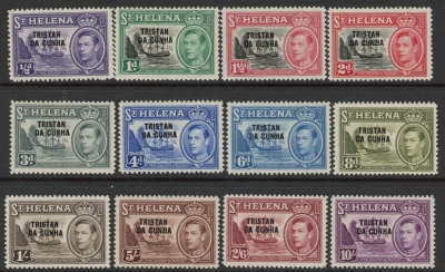 1952 Tristan Da Cunha SG1-12 overprinted St. Helena Ships set of 12 values Mounted Mint 1952 Tristan Da Cunha SG1-12 overprinted St. Helena Ships set of 12 values Mounted Mint